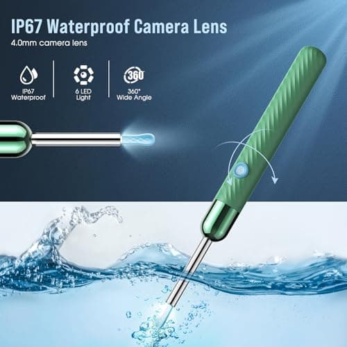 LEIPUT Ear Wax Removal - Earwax Remover Tool with 8 Pcs Ear Set - Ear Canal Cleaner with 1080P Camera - Ear Cleaning Kit with 6 Ear Spoon - Ear Camera for iOS & Android (Green) - Thumbnail 5