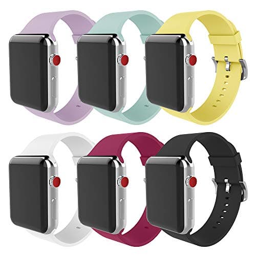 MITERV Silicone Replacement Band, Compatible with Apple Watch 38mm 40mm 42mm 44mm, Variety Pack, Unisex-Adults - Image 1
