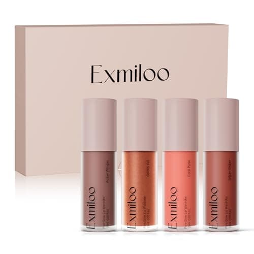 exmiloo Mini Lip Tint Stain Set - 4 Colors Liquid Lip Stain Kit for Matte & Glossy Finish, Multi-use Lip and Cheek Tint Set, Vegan & Cruelty-Free - Image 1