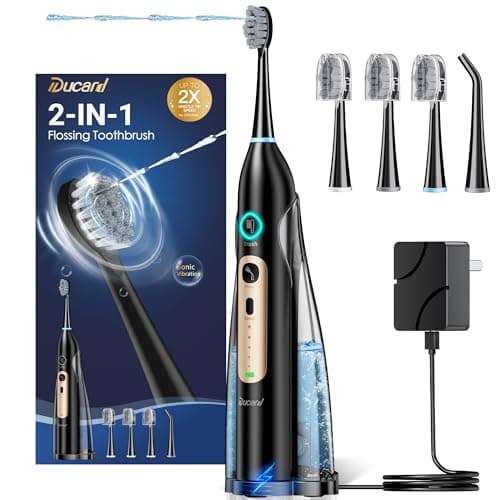 Ducard 3-in-1 Electric Toothbrush with Water Flosser: Portable flossing Toothbrush Combo for Adults, Cordless Travel Design, 3 Brush Modes & 5 Floss Speeds, Deep Cleaning for Braces/Sensitive Gums - Image 1