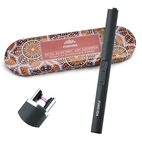 FUKKUDA Electric Candle Lighter with Gift Box - USB Rechargeable Windproof & Flameless Plasma Arc Lighter for Candles, Bohemia Box Obsidian Black - Image 1