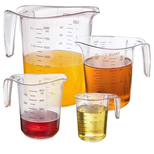 DaYammi Measuring Cups 4-Piece, Unbreakable Food-Grade Plastic Measuring Cup for Dishwasher, 1/2/4/8-Cup Nesting Liquid Measuring Cups for Prepping, Baking, Cooking, Readable Markings, Clear - Image 1