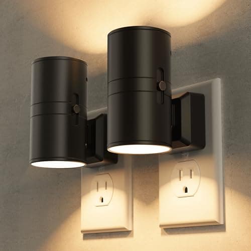 Briignite Night Lights Plug into Wall, Modern LED Night Light Plug in, Dusk to Dawn Sensor, Soft White 3000K, 0-100LM Adjustable Brightness, Dimmable NightLight for Hallway, Bedroom, Stairway, 2 Pack - Image 1