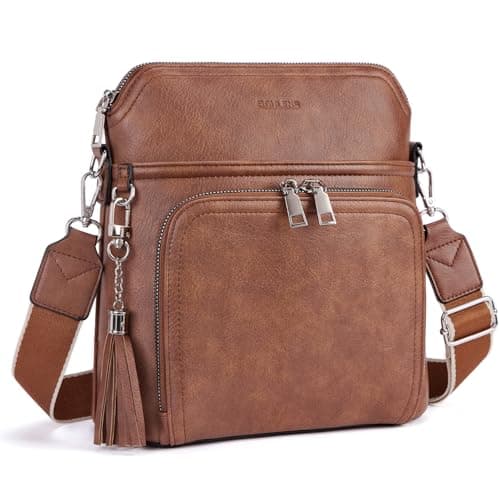 Roulens Crossbody Purse for Women,Lightweight Medium Crossbody Bag Soft Leather Women's Shoulder Handbags with Tassel - Image 1