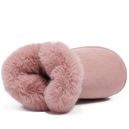 KEESKY Toddler Girl Boots Toddler Size 8 M Pink Suede Fur Lined Winter Warm Kids Shoes - Thumbnail 3