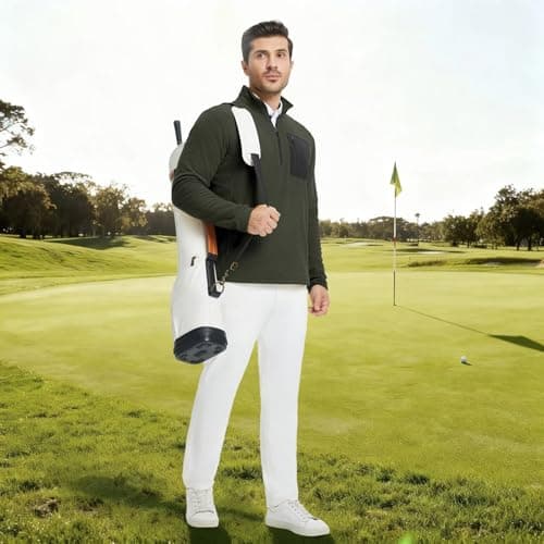 M MAELREG Mens 1/4 Zip Pullover Winter Performance Wicking Fleece Comfort Long Sleeve Men's Pullover Sweaters Forest Green - Thumbnail 3