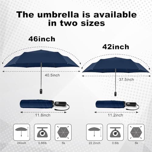 Lejorain Mini Compact Flat Umbrella - Auto Open Close Collapsible Portable Umbrellas Wind Resistant Small Umbrella for Travel Size - Thumbnail 3