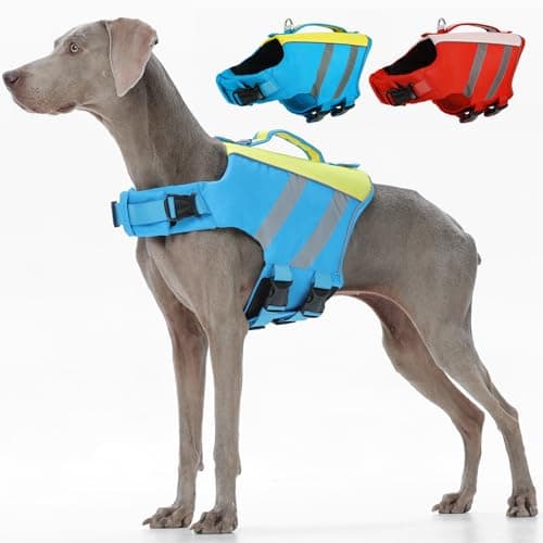 Kuoser Dog Life Jacket, High Flotation Dog Life Vest for Swimming & Boating, Adjustable Dogs Swim Vest with Rescue Handle, XS-XXL Reflective High Visibility Lifejacket for Small Medium Large Dogs - Image 1