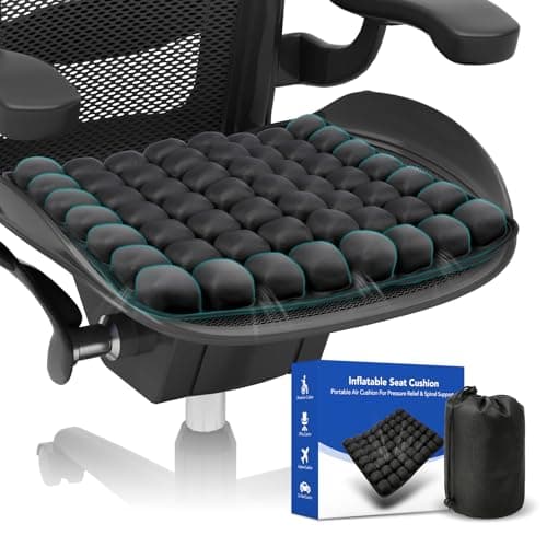 RUIERS Air Inflatable Travel Seat Cushion, Portable Breathable Comfort Cushion, 56 Air Bubble Design for Airplane, Car, Office Chairs & Home Living – Lightweight & Ergonomic Support,18” x 16” - Image 1
