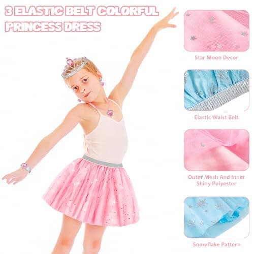 Princess Dress Up Toys & Jewelry Boutique Set for Girls, Costume Play Set with Skirts, Shoes, Crowns & Accessories, Pretend Role Play Gift for Toddler Girls Ages 3 4 5 6, Birthday Party Favors - Thumbnail 3