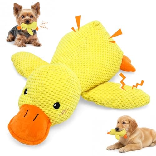 VOXGET Dog Calming Duck Toys, 2026 New Interactive Duck Toy with Quack Sound and Crazy Crinkle for Puppy Teething, Soft Stuffed Plush Calming Duck Toy for Dogs Reduce Boredom -Yellow, 9.8"x8.6"(S) - Image 1