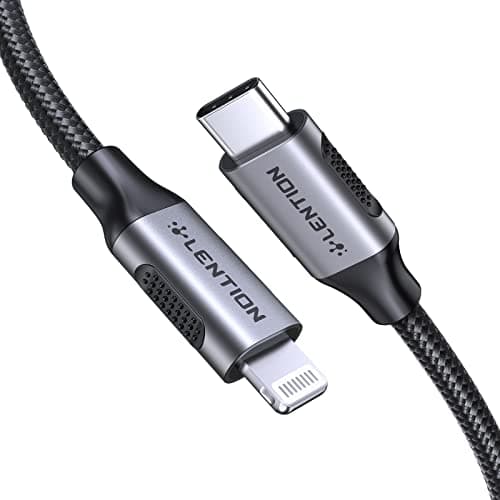 LENTION USB C to Lightning iPhone Cable MFi Certified Type C Fast Charging Cord 3.3ft, Nylon Braided Charger Cable Compatible iPhone 13/12/11/Mini/Pro/Max/X/XS/XR/8/SE,iPad Air/Pro/mini (Space Gray) - Image 1
