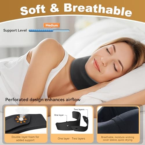 Goldeer Neck Brace for Sleeping, Soft Foam Cervical Collar Neck Support Brace, Keep Vertebrae Stable for Relief of Cervical Spine Pressure for Women & Men(Medium) - Thumbnail 4