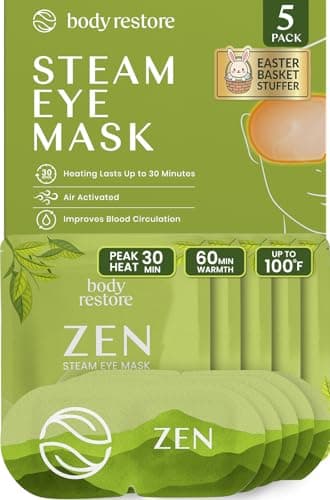 Body Restore Heated Eye Mask 5 Pack – Easter Basket Stuffers, Easter Birthday Gifts for Women & Men, Steam Warm Compress for Dry Eyes, Stye Eye Treatment – Green Tea - Image 1
