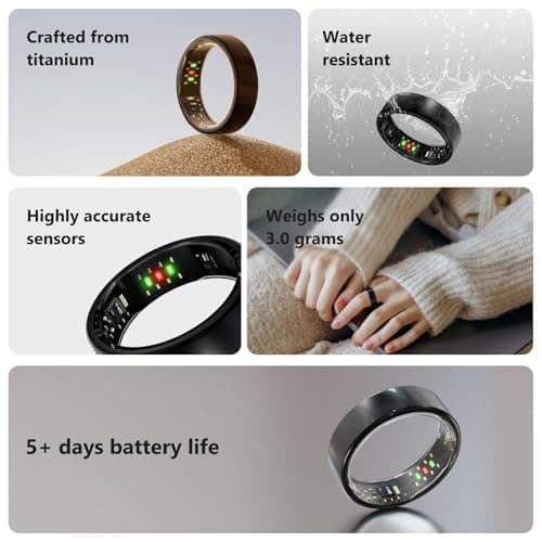 Victormont Vic Ring, Ultra-Light Titanium Smart Ring, 7-Day Battery Life, Fitness/Sleep/Stress Tracker for Women & Men, No APP Subscription Fees, IP68 Waterproof, iOS & Android Compatible (Black, 11) - Thumbnail 6