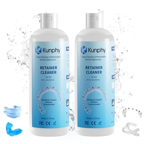 2 Pack Ultrasonic Retainer Cleaner Solution for Sonic Denture Cleaner-Professional Cleaning of Retainers, Invisible Aligners, Mouth Guards, Night Guards, Remove Odors, Discoloration & Stains 8.5oz - Image 1