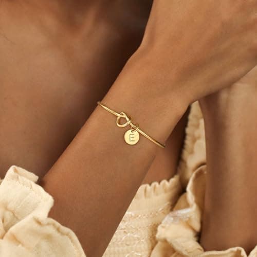 Turandoss Friend Birthday Gifts for Women, Friendship Gifts for Female Sister, Sisters In Law, Initial Knot E Bracelet for Women Jewelry - Thumbnail 2