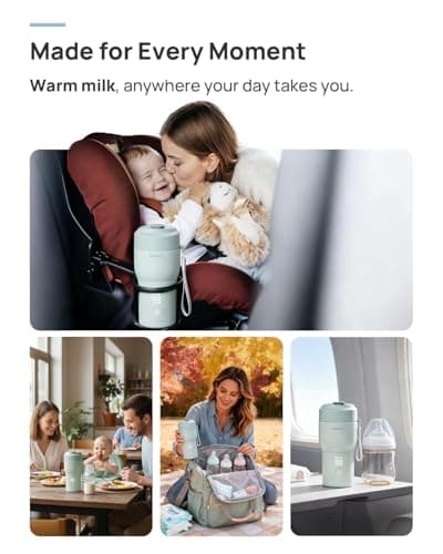 Papablic Portable Bottle Warmer Pro for Travel – Fast Heating, Built-in Sterilizer, 30W Fast Charge, 5-Temp Control, Easy-Clean Wide Mouth, Baby Milk Warmer for Breastmilk & Formula, Lilac Purple - Thumbnail 3