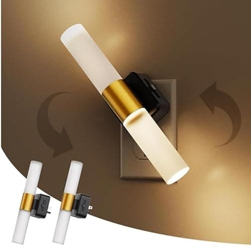 L LOHAS LED Night Light, 2 Pack Night Lights Plug into Wall, 3000K Soft White, 0-100LM Adjustable Brightness, 180° Rotating Plug in Night Light with Auto Light Sensor (Matte White) - Image 1