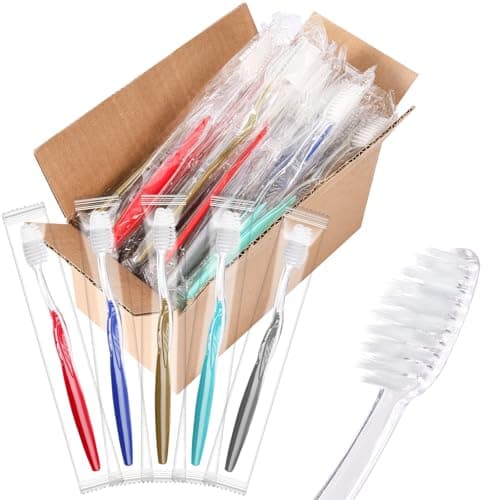 ACSKD 200PCS Disposable Toothbrushes, Individually Wrapped Travel Toothbrushes Bulk, Soft Brush Bristles Travel Single Use Toothbrush for Home Hotel Camping - Image 1