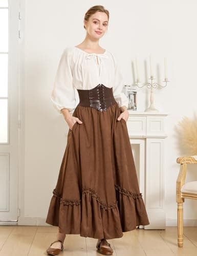 BEAUTELICATE Victorian Medieval Skirt Renaissance Costume Women Skirt with Pockets - Thumbnail 3