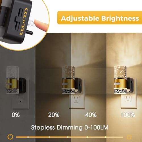 L LOHAS LED Motion Sensor Night Light,Dimmable Night Lights Plug into Wall, 2 Pack Acrylic Nightlight with 0-100 LM Adjustable Brightness, 3000K Plug in Night Light for Bathroom Hallway - Thumbnail 3