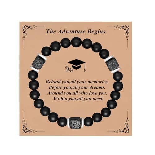 Ediseng Personalized Graduation Gifts for Him Her,Beaded Bracelet for Men,2025 Graduation Gifts for College/High School/Masters Degree/8th Grade/5th Grade/Middle School/Phds (silver partition) - Image 1