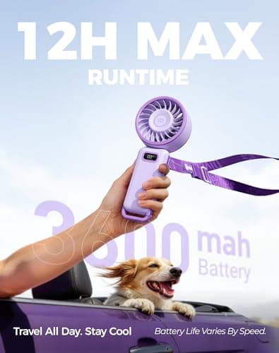 Diveblues Portable Turbo Fan, 100 Speed Handheld Fan with Strong Airflow, Foldable 4 in 1 Personal Fan for Neck, Desk & Travel, USB-C Rechargeable, Lightweight for Summer, Concerts & Outdoor Use - Thumbnail 4