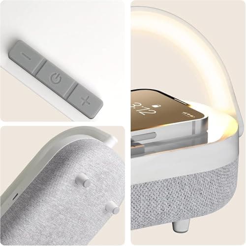 LED Bedside Lamp, Touch Lamps for Bedroom Nightstand MA, 4 in 1 Bedside Table Lamp with Wireless Charger, Portable Bluetooth Speaker, Phone Holder, Dimmable Charging Birthday Gifts for Women (White) - Thumbnail 6