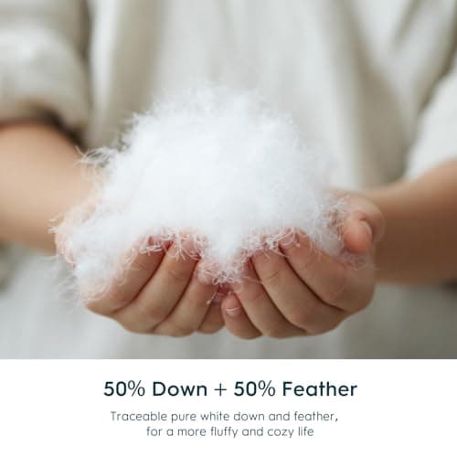 WarmKiss King Size Down Comforter, Luxurious All-Season Duvet Insert with noiseless Skin-Friendly Tencel Blend Cover, Cloud-Soft & Breathable, 8 Corner Tabs, Machine Washable, Grey (106" x 90") - Thumbnail 5