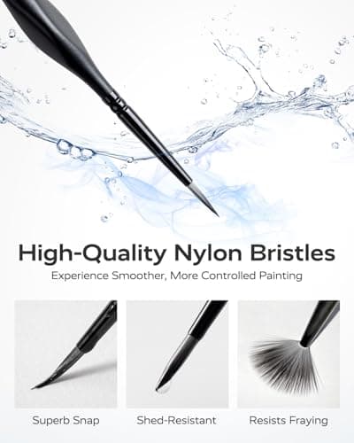 JusArt 24-Piece Detail Paint Brush Set, Miniature Paint Brushes for Models, Acrylic Oil Watercolor, Professional Fine Detail Brushes for Adults & Miniature Painters - Thumbnail 4