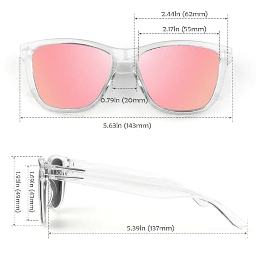 LINVO Polarized Sunglasses for Women Men, Clear Frame Colorful Mirrored Sun Glasses with UV Protection - Thumbnail 4
