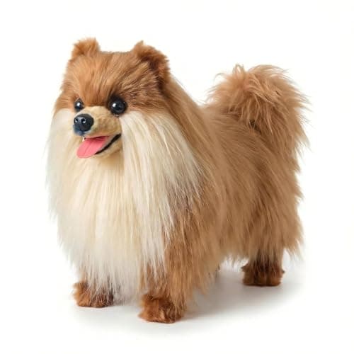YOCAKE Lifelike Pomeranian Stuffed Animal - 13.8" Realistic Plush Dog Toy with Grooming Kit & Gift Box, Soft Cuddly Puppy Companion for Kids and Dog Lovers - Home Decor & Heartwarming Birthday Gift - Image 1