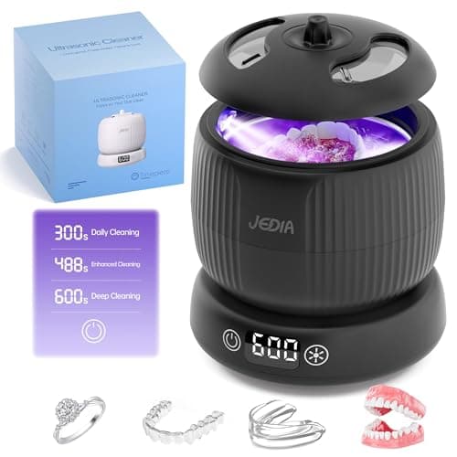JEDIA Ultrasonic Retainer Cleaner Machine with 4 Modes – 45kHz 180ML Ultrasonic Cleaner for Retainer,Denture,Mouth Guard,Ring,Jewelry,Leak-Proof Detachable Tank & Base, Easy-to-Clean - Image 1