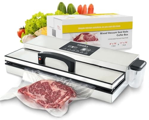 Vesta Precision 16'' Commercial Vacuum Sealer Machine for Moist Foods, 95kPa Heavy Duty Meat Sealer with Dual Vacuum Pumps & Auto Cooling, Adjustable Sealing and Vacuum Time Control, Stainless Steel - Image 1