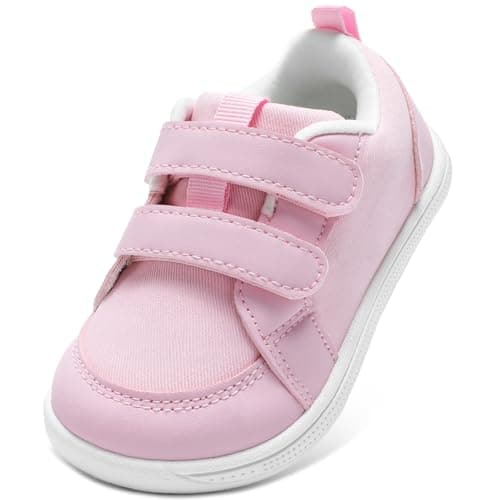 STQ KIDS Wide Toe Box Toddler Shoes Zero Drop Barefoot Shoe Girls Non-Slip Kid Tennis Sneakers Lightweight First Walking Running Shoe for Preschool Sports Water Pink Toddler Size 6 - Image 1