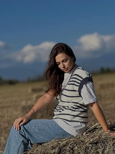 Dokotoo Womens Vest Striped V Neck Button Vest for Women Going Out Tops Sweater Vest Knit Cardigan Sweaters for Women Blue XX Large - Thumbnail 5