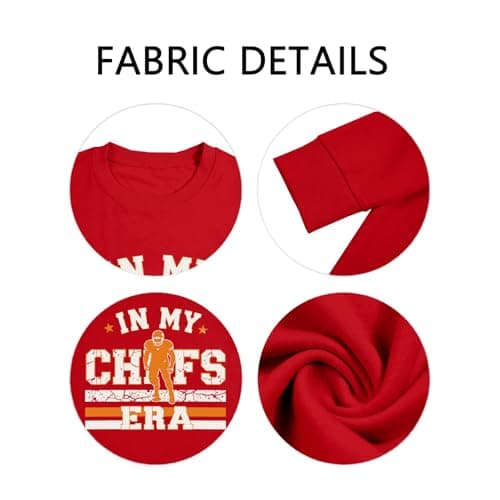 QIXYN Football Sweatshirts for Women in My Game Day Era Football Team Fans Shirt Heart Graphic Long Sleeve Tops Red - Thumbnail 4