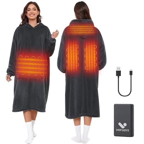 VOFUOTI MAX Wearable Heated Blanket, Cordless Electric Heating Blanket Hoodie with 16000mAh Battery, Heated Robe Oversized Sweatshirt Throw Blanket Shawl with Sleeves - Image 1