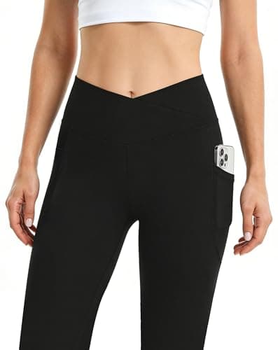 SEAJOJO Yoga Capri Pants for Women Activewear Crossover High Waisted Athletic Leggings Workout Running - Thumbnail 3