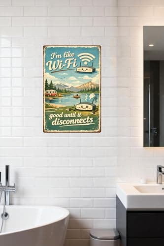 Im Like Wi Fi Good Until It Disconnects Tin Sign Funny Tech Humor Vintage Camping Metal Wall Decor Sarcastic Quote Rustic Plaque Office Cabin Camper Lake Gift 8x12 Inch - Thumbnail 4