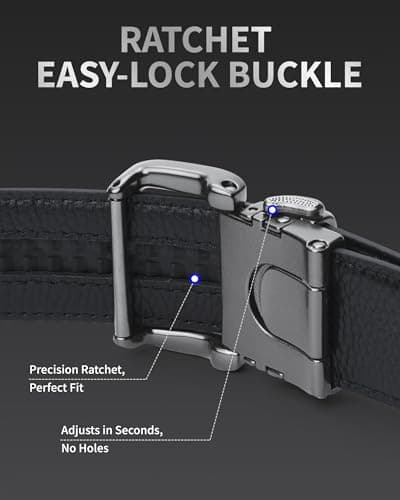 VANNANBA Men's Ratchet Belt 1 3/8", Woven-Texture Pattern, Pin-Look Buckle Genuine Leather Belts for Dress Pants Jeans - Thumbnail 3