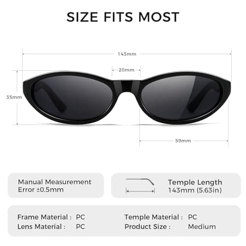 SUNGAIT Retro Oval Sunglasses for Women Lightweight Cat Eye Fashion UV400 Protection - Thumbnail 5