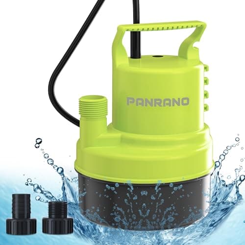 PANRANO 1 HP Submersible Water Pump 3500 GPH Portable Small Sump Pump For Pool Cover, Basements, Puddles, Gardens Ponds With 16.4 Ft Power Cord and Hose Adapters, Yellow - Image 1