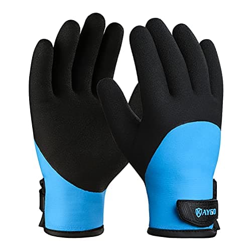 KAYGO Waterproof Thermal Work Gloves, Full Hand Latex Coated, Acrylic Insulated Liner for Freezer Cold Weather,KG140W (Small, Blue) - Image 1