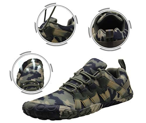Weweya Women Low Zero Drop Shoes Minimalist Barefoot Trail Running Camping Wide Toe Box for Female Lady Fitness Gym Workout Sneaker Tennis Walking Athletic Camo Green Camouflage US Size 5 - Thumbnail 2