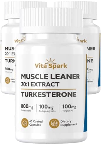 Vita Spark Turkesterone Muscle Leaner - 20:1 Extract 16,000mg with Tongkat Ali & Fadogia Agrestis, High Potency Men's Supplement for Performance, Energy, Vitality, Stamina & Strength | 180 Capsules - Image 1