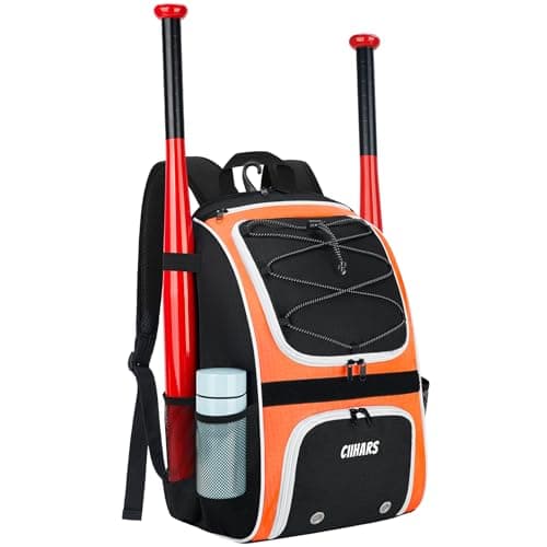 Ciihars Youth Baseball Bag - Baseball Backpack Bat & Glove Holder, T-Ball & Softball Equipment & Gear,Large Main Compartment for Helmet & accessories, Fence Hook，Insulation Pocket (orange) - Image 1