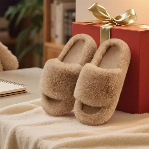 ATHMILE Womens Slippers with Arch Support Memory Foam Fuzzy House Slippers for Women Lightweight Cozy Indoor Open-toe Comfy Birthday Valentine's Day Gifts - Thumbnail 3