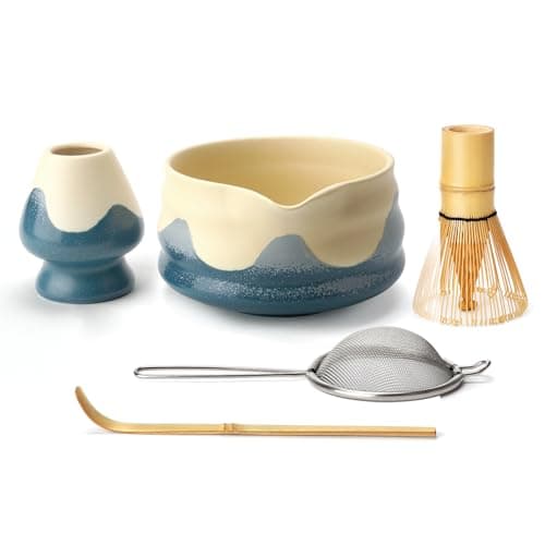 Joiish Matcha Whisk Set, 5 Pieces Ocean-Inspired Matcha Kit, Ceramic Bowl with Spout, Chasen Holder, Bamboo Whisk & Scoop and Stainless Steel Sifter, Premium Macha Tea Gift - Image 1